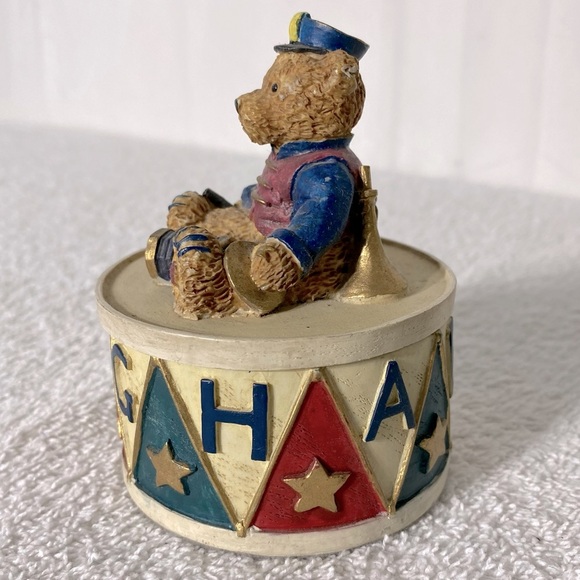 Vintage Colourful Teddy Bear Trinket Box Figurine Collectible - Picture 8 of 12